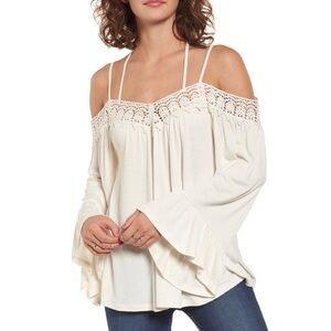 Sun & Shadow Crochet Trim Off the Shoulder Top